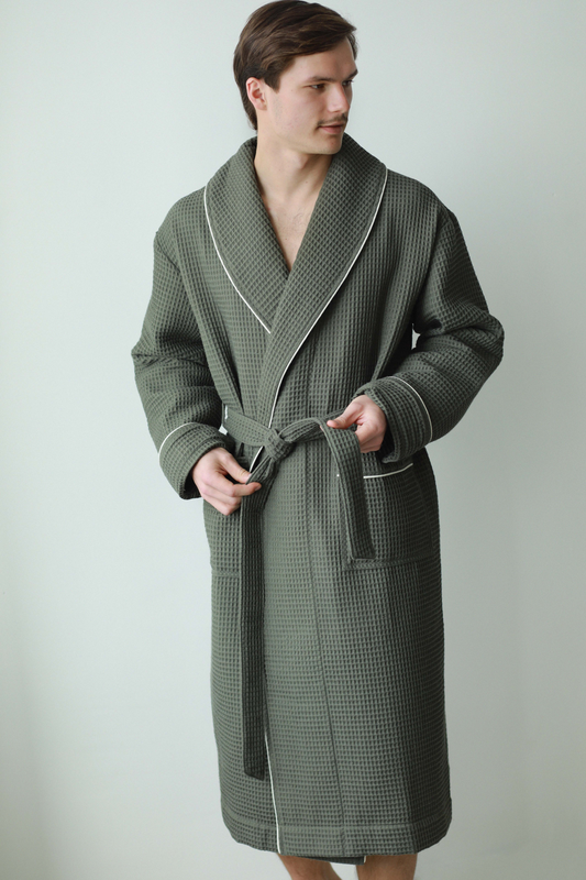 Men's waffle cotton robe