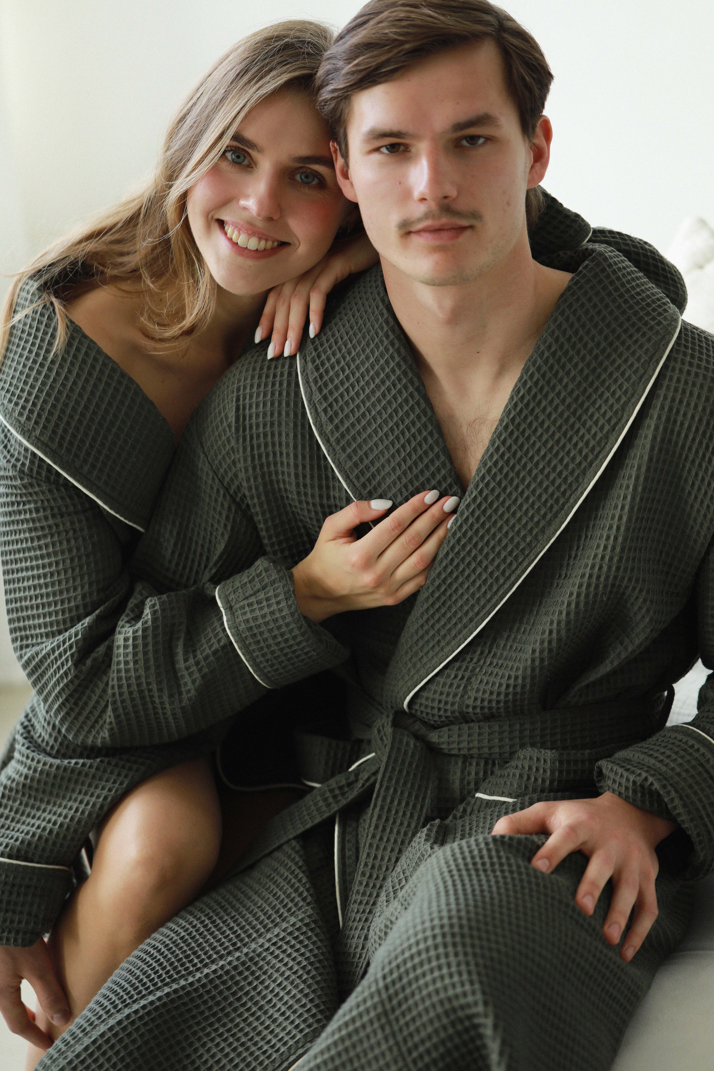 Men's waffle cotton robe