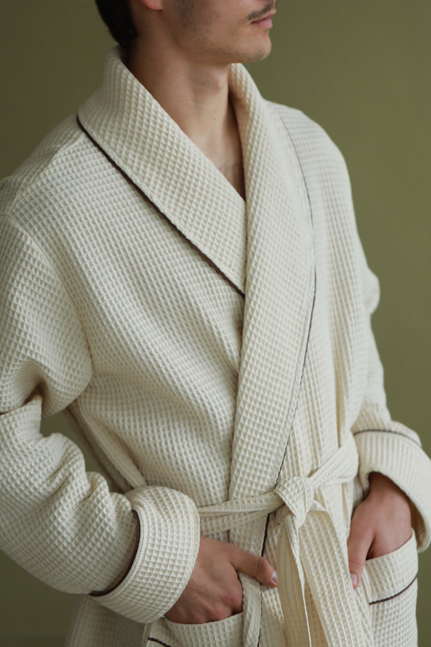 Men's waffle cotton robe