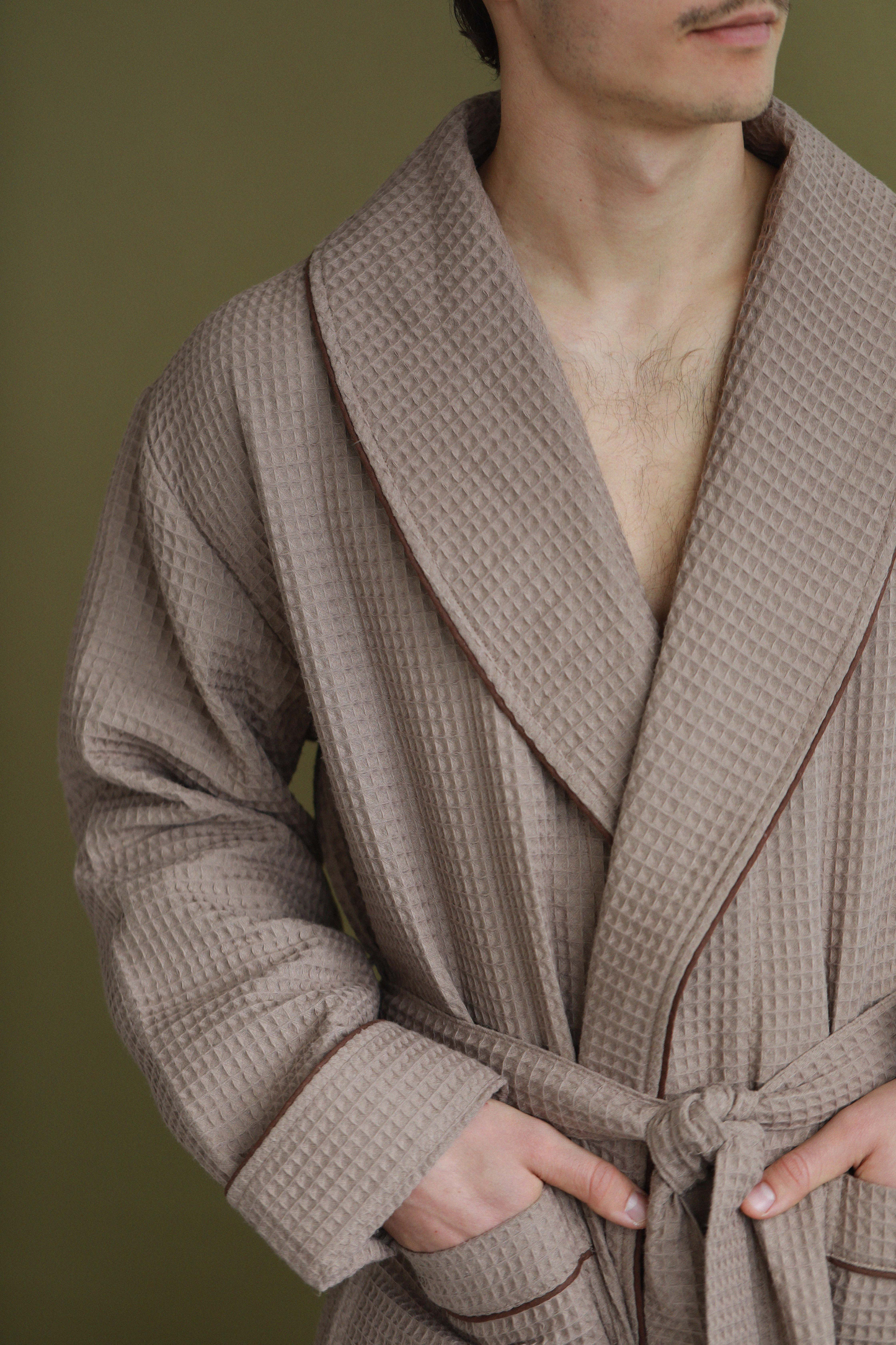 Men's waffle cotton robe