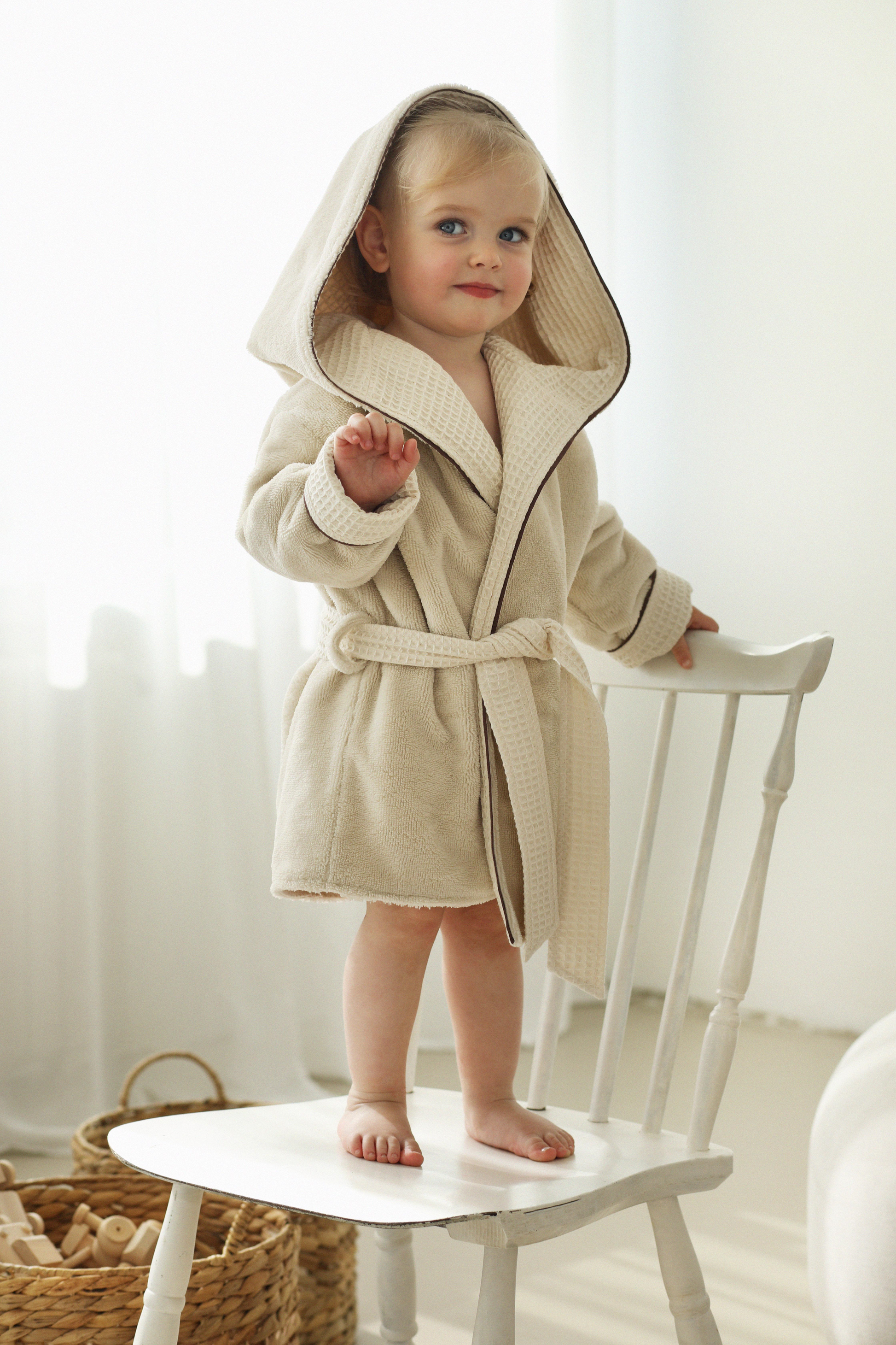 Everyday by Roberta kids bamboo and cotton bathrobe in beige colour