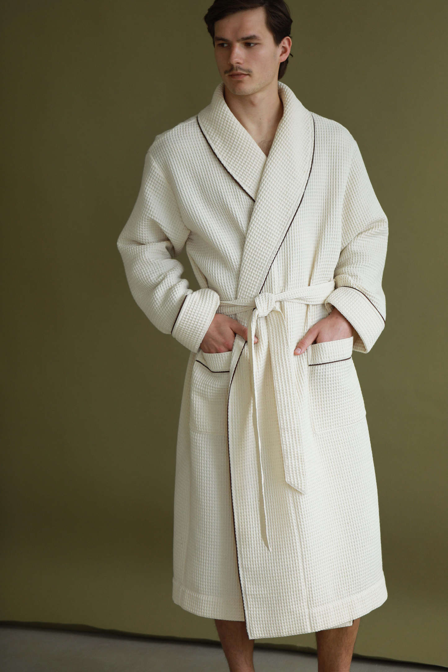 Men's waffle cotton robe