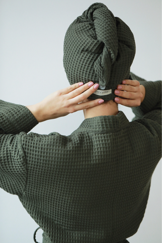 Waffle hair towel