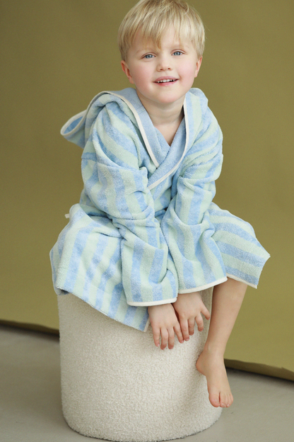 Children's bamboo-cotton striped robe