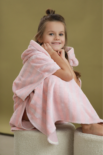 Bamboo-cotton striped poncho