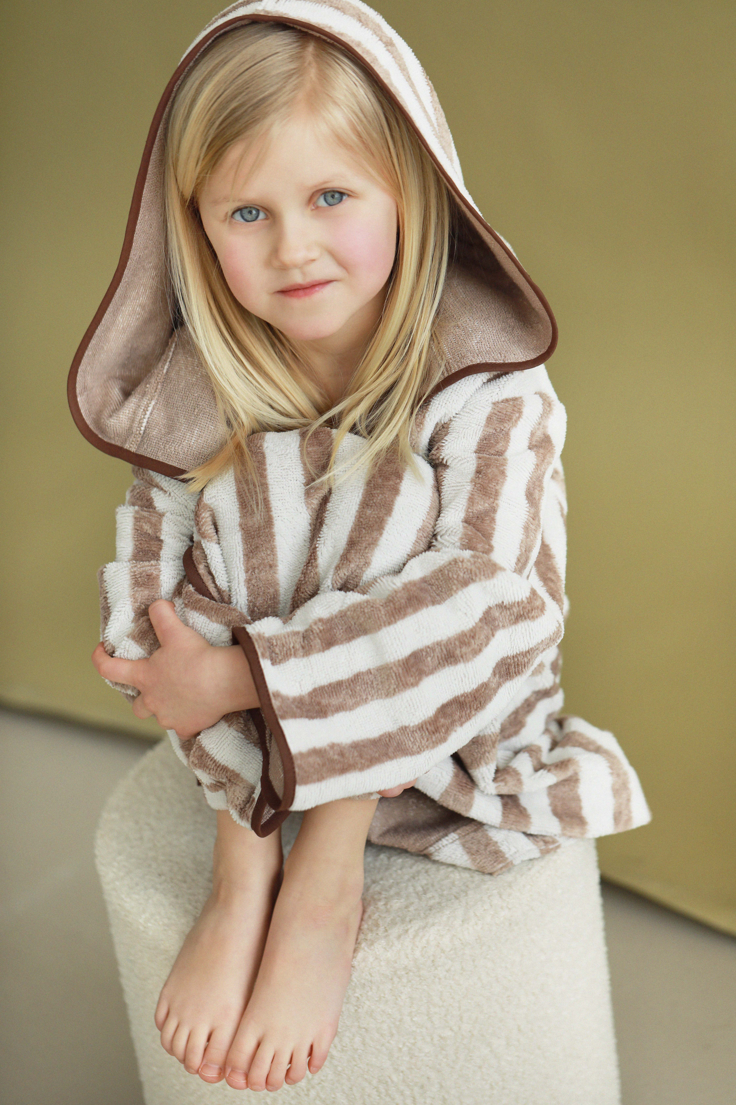 Children's bamboo-cotton striped robe
