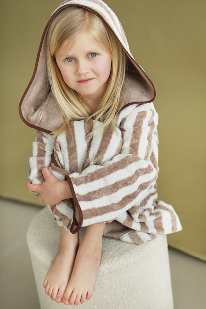 Children's bamboo-cotton striped robe