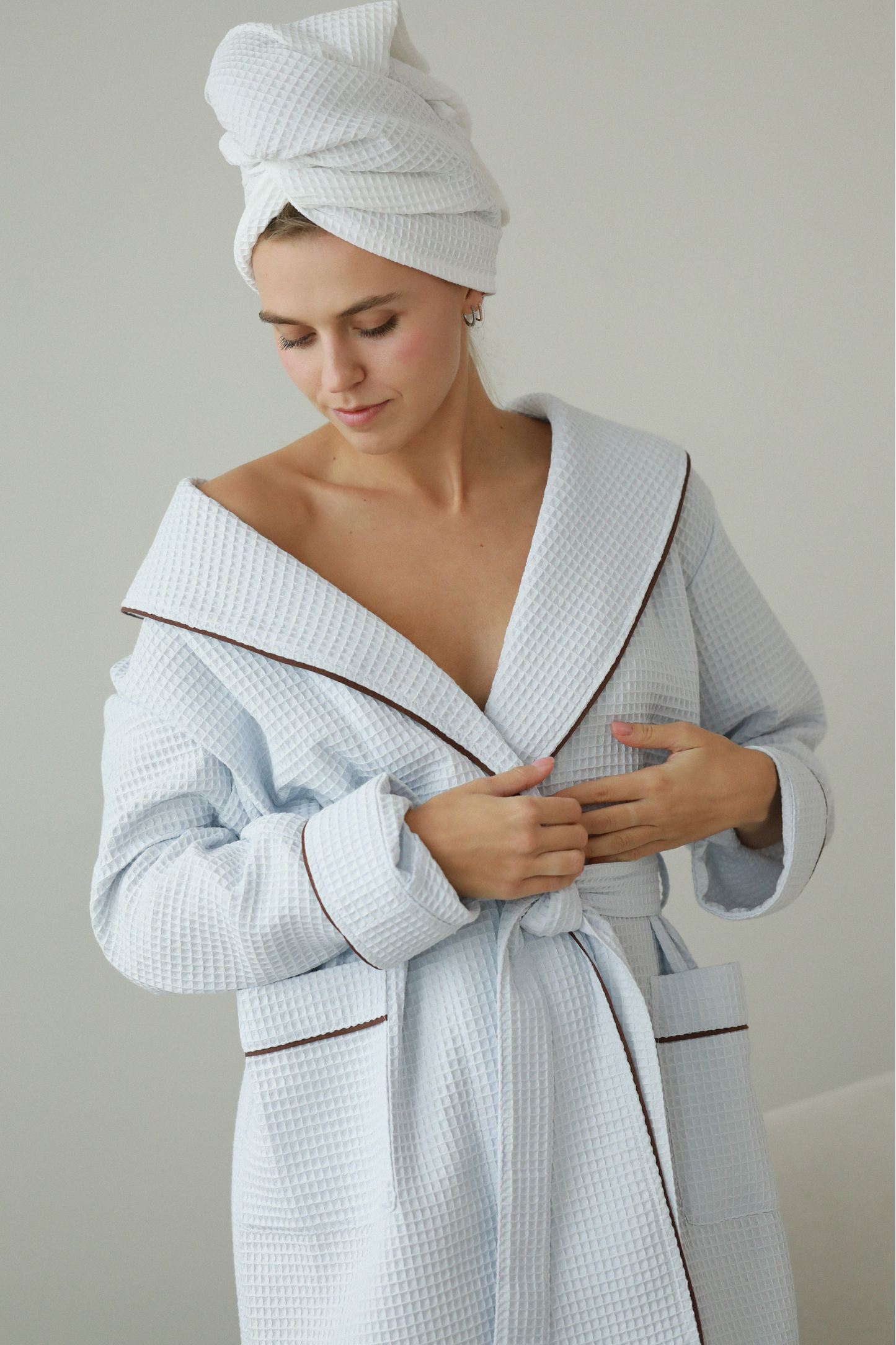 Women's waffle cotton robe