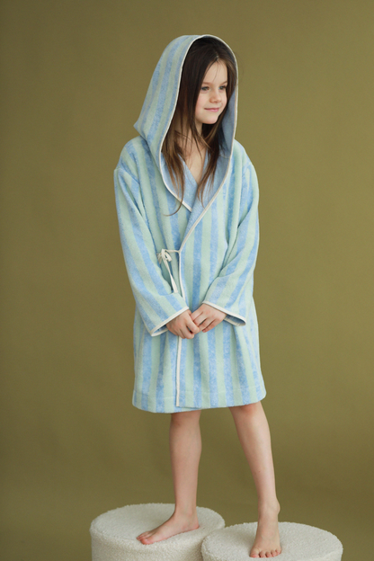 Children's bamboo-cotton striped robe