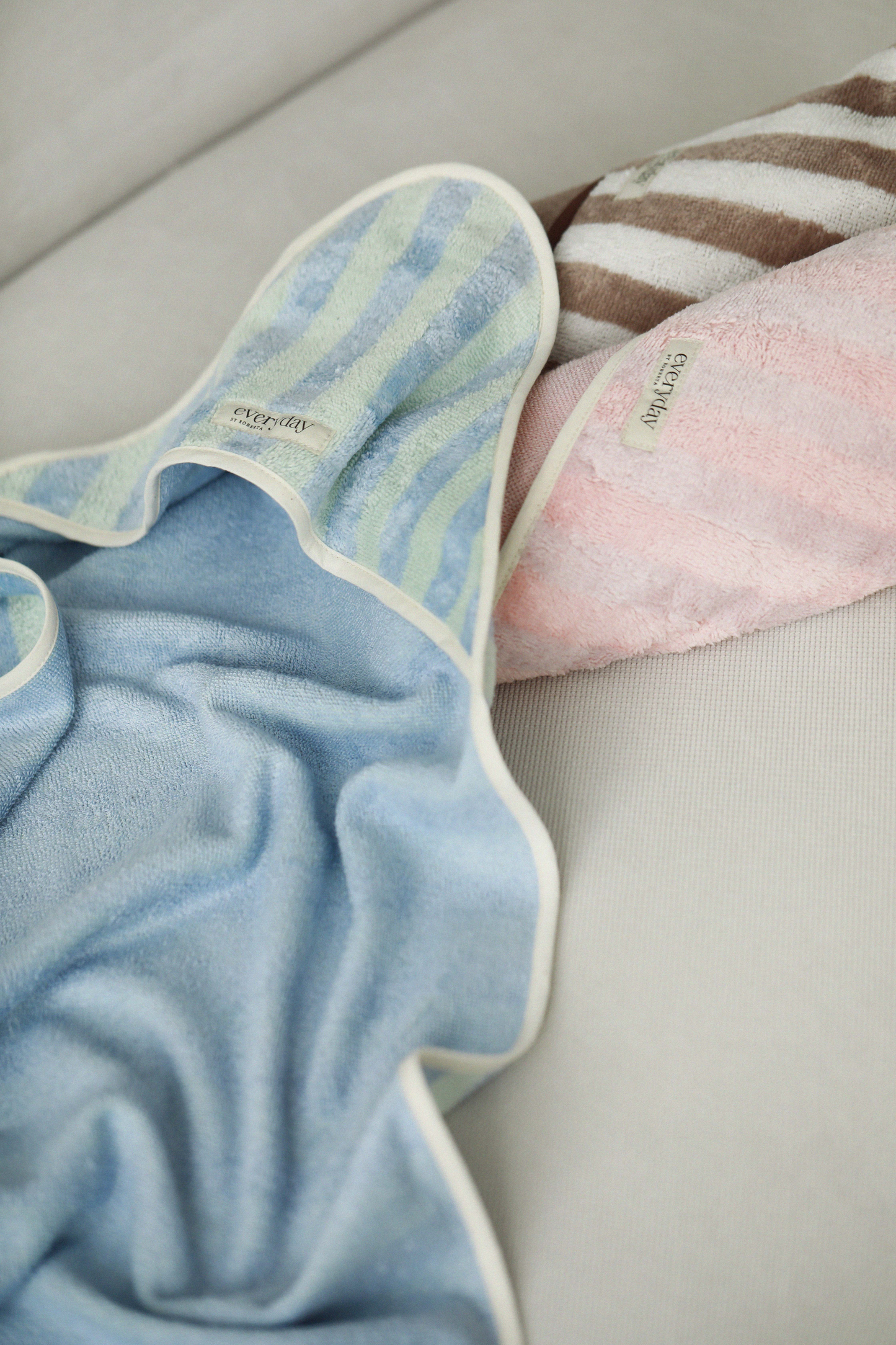 Striped hooded towel for babies