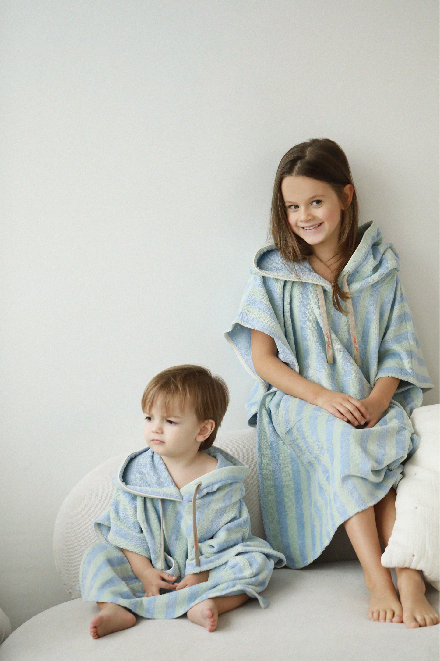 Bamboo-cotton striped poncho