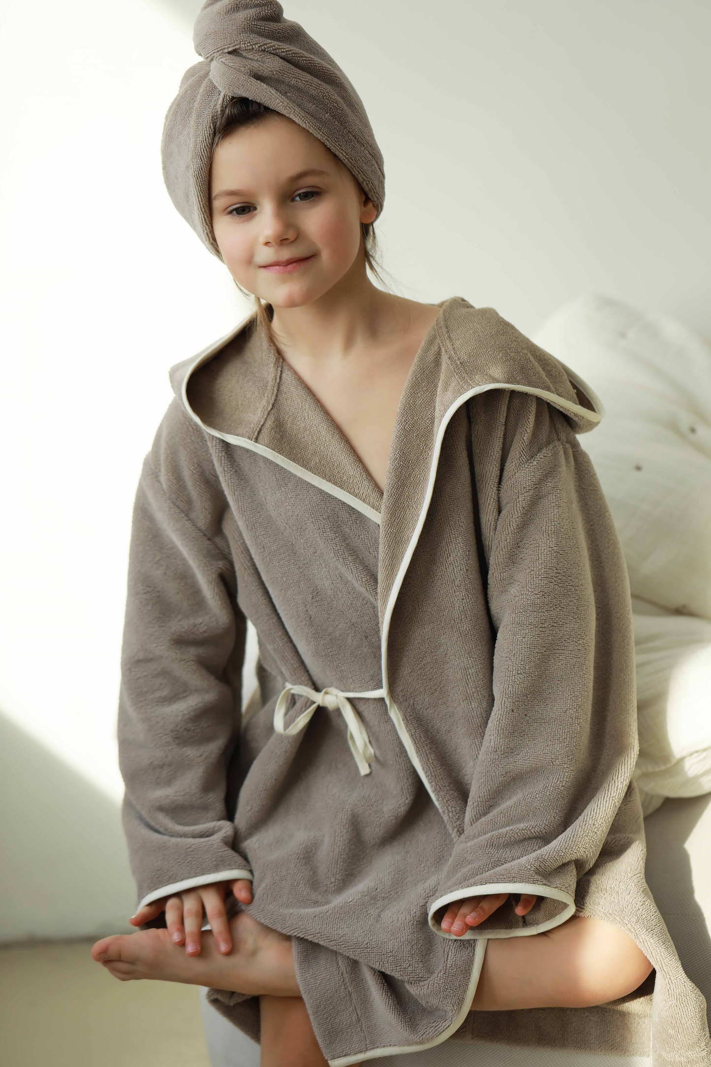 Children's bamboo-cotton robe