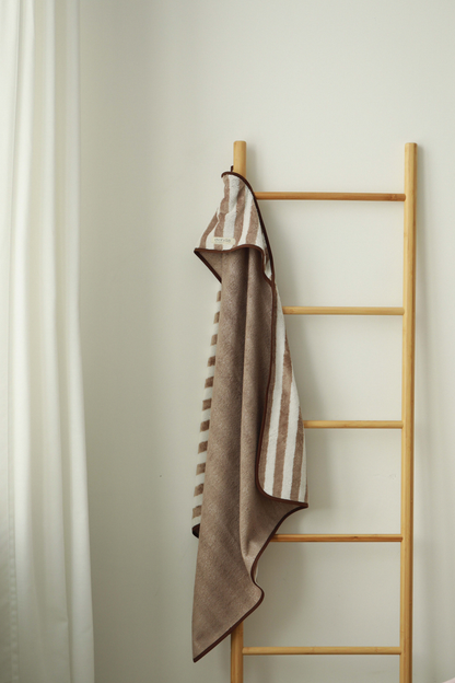 Striped hooded towel for babies