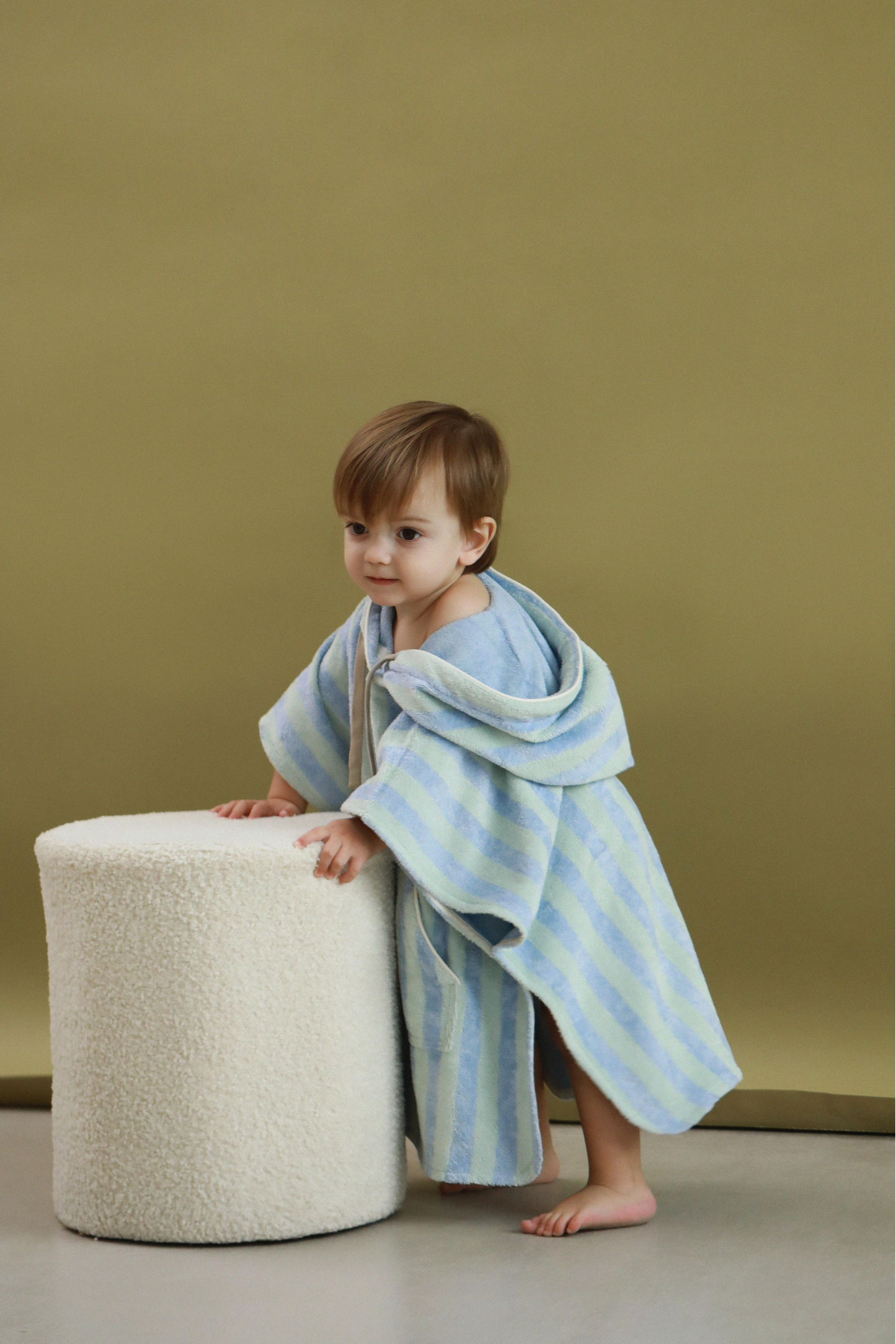 Bamboo-cotton striped poncho