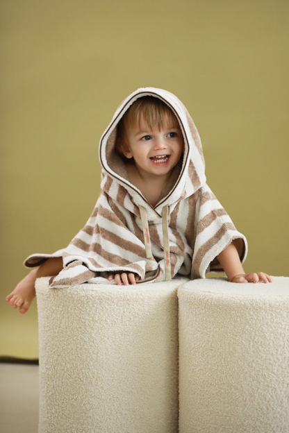 Bamboo-cotton striped poncho
