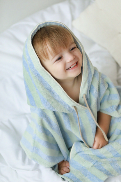 Bamboo-cotton striped poncho