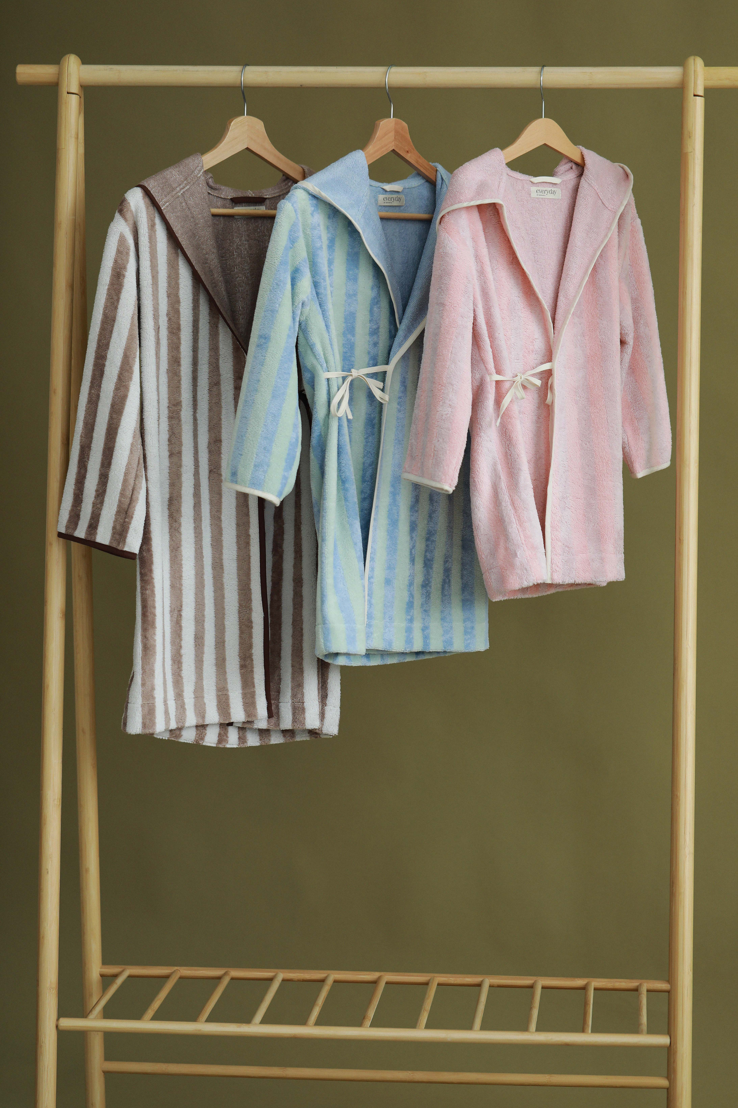 Children's bamboo-cotton striped robe