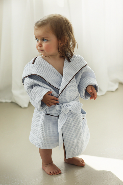 Everyday by Roberta baby cotton bathrobe in baby blue colour 